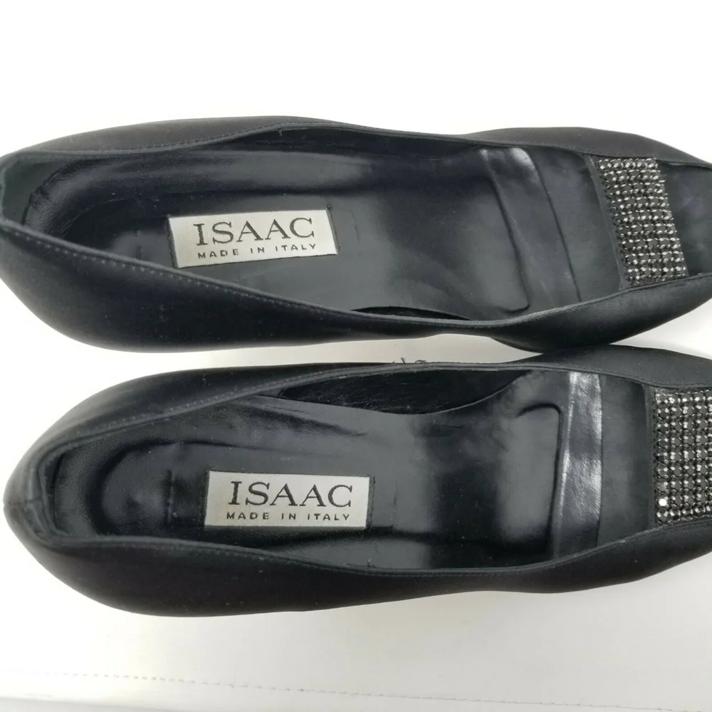 Isaac Mizrahi Black Fabric Leather Stone Slip On